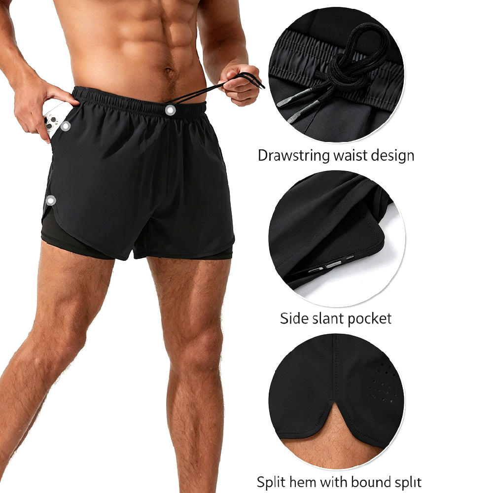 High-Waist 2-in-1 Running Shor - Running Gear Quick Dry 评论和价格