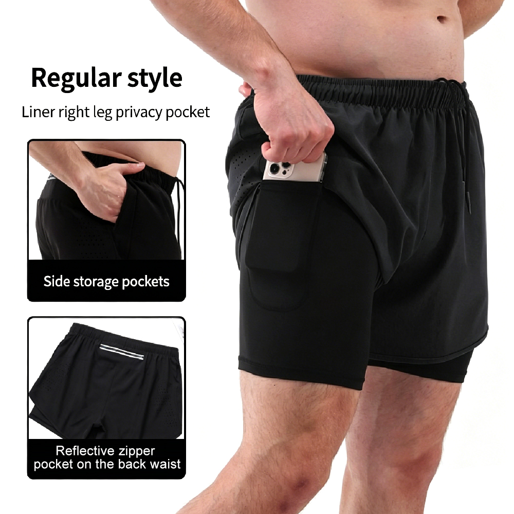 High-Waist 2-in-1 Running Shor - Running Gear Quick Dry 评论和价格